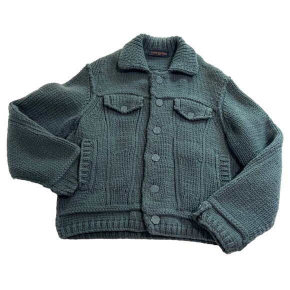 Louis Vuitton x Virgil Abloh 2020 Men's Knit Trucker Jacket in Blue - Picture 1 of 8